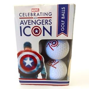 Set of 6 Marvel golf balls celebrating the 75th anniversary of Captain America.